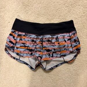 lululemon athletica Black and Orange Patterned Shorts